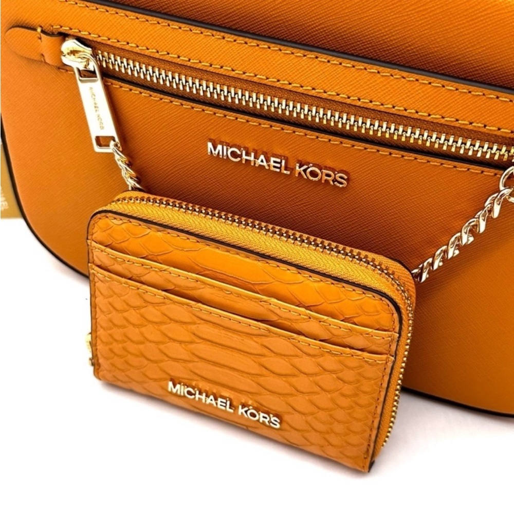 Michael Kors Large EW Crossbody Bag & Medium ZA Card Case Wallet Cider - Picture 10 of 13